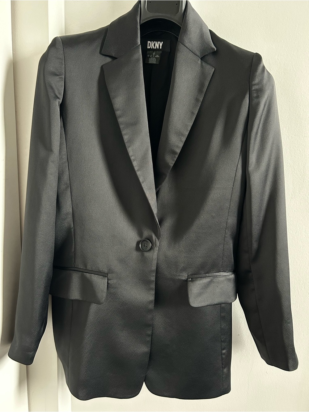 DKNY Black Satin Single-Button Women's Blazer